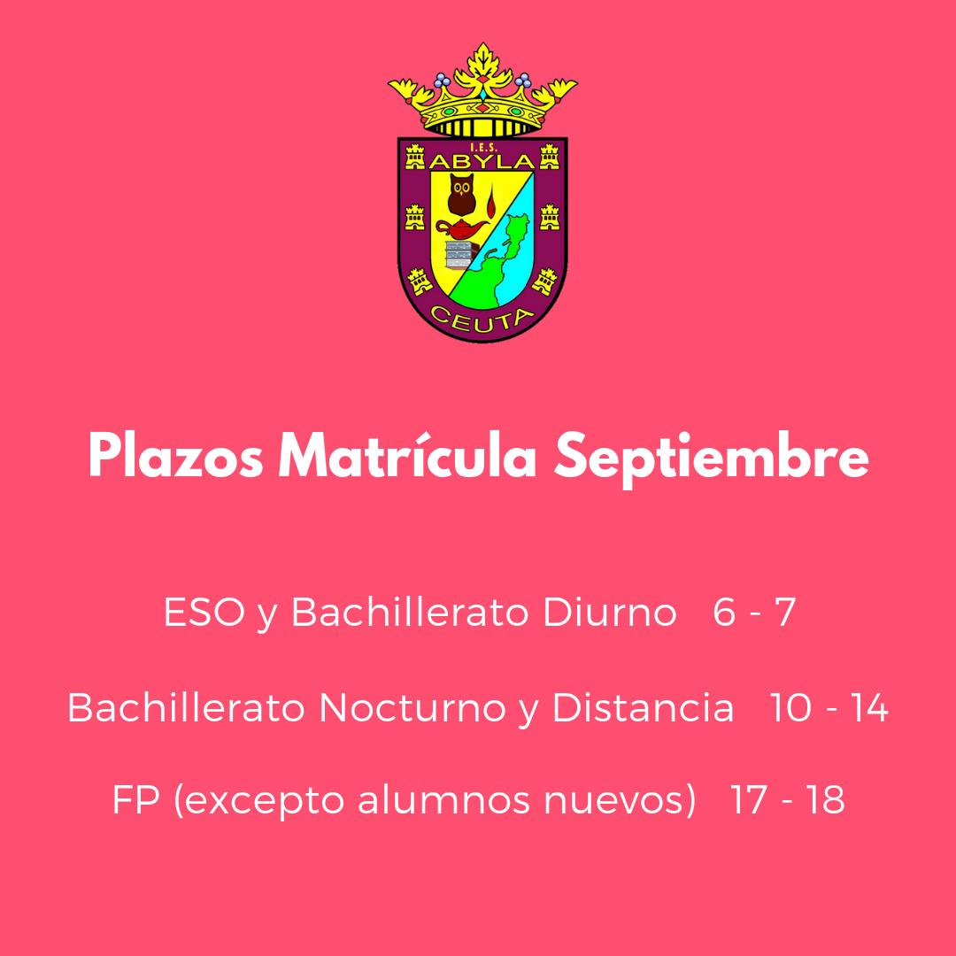 Plazos Matrícula Septiembre