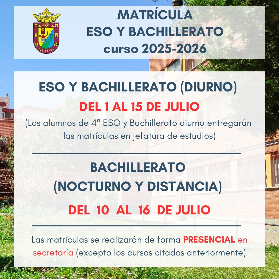 Matriculacion ESO BACHILLERATO 2526
