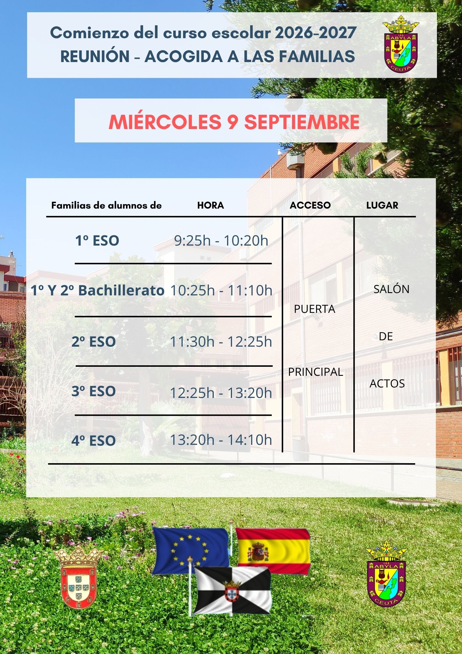 calendario inicio acogida familias 26