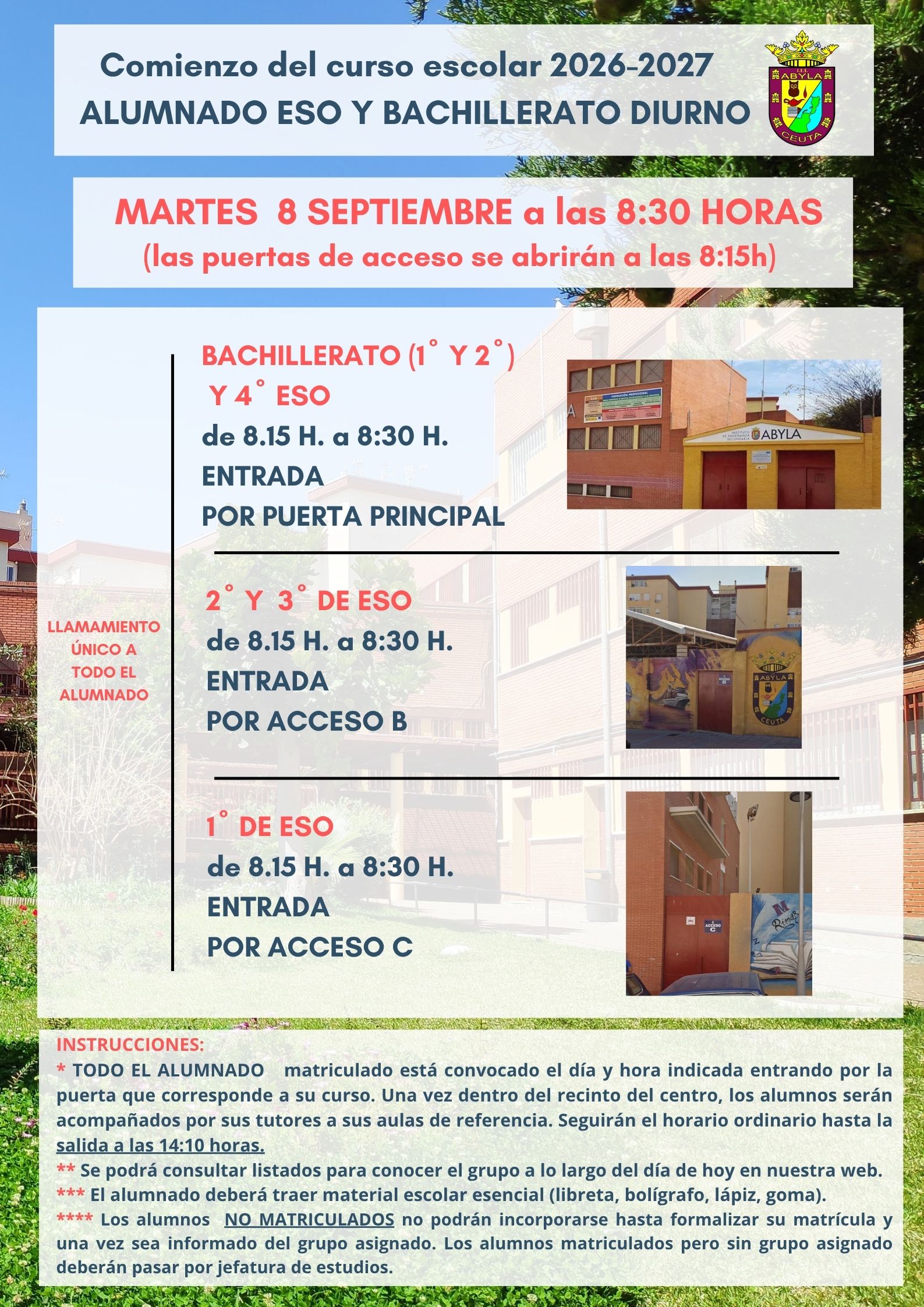 calendario inicio curso eso bachillerato 26
